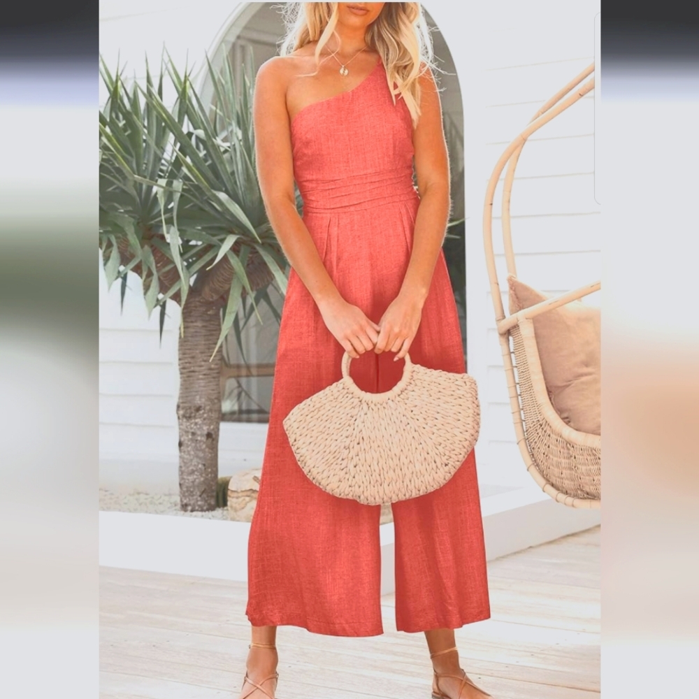Anrabess Coral Wide Leg High Waist Jumpsuit NWT Sz. Xl